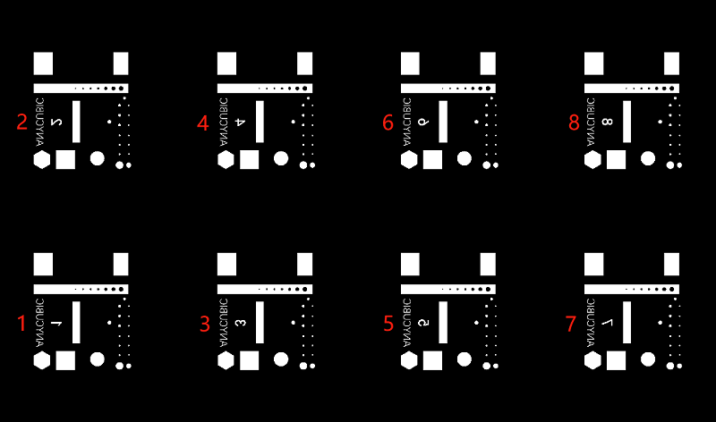 Numeración de las 8 posiciones del RERF vista desde el laminador